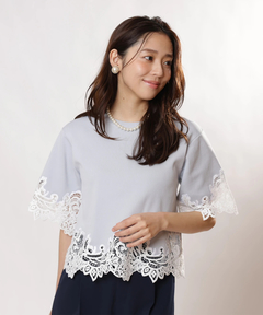 JUSGLITTY(ジャスグリッティー) |レースヘムTシャツニット