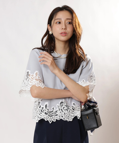 JUSGLITTY(ジャスグリッティー) |レースヘムTシャツニット