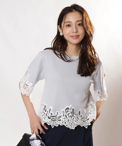 JUSGLITTY(ジャスグリッティー) |レースヘムTシャツニット