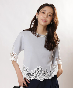 JUSGLITTY(ジャスグリッティー) |レースヘムTシャツニット
