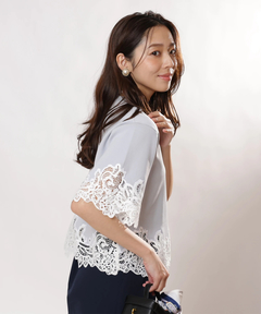 JUSGLITTY(ジャスグリッティー) |レースヘムTシャツニット