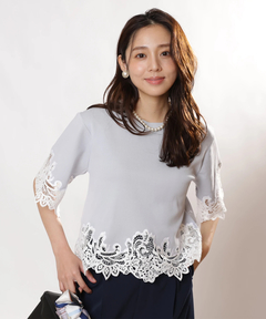JUSGLITTY(ジャスグリッティー) |レースヘムTシャツニット
