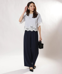 JUSGLITTY(ジャスグリッティー) |レースヘムTシャツニット