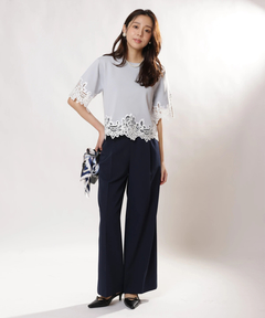 JUSGLITTY(ジャスグリッティー) |レースヘムTシャツニット