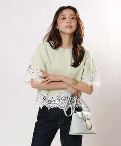 JUSGLITTY(ジャスグリッティー) |レースヘムTシャツニット