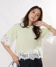 JUSGLITTY(ジャスグリッティー) |レースヘムTシャツニット