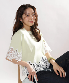 JUSGLITTY(ジャスグリッティー) |レースヘムTシャツニット