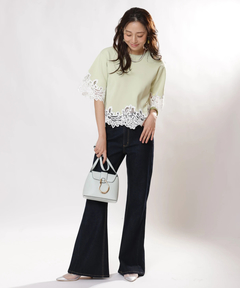 JUSGLITTY(ジャスグリッティー) |レースヘムTシャツニット