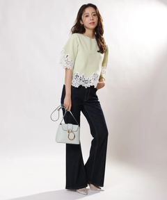 JUSGLITTY(ジャスグリッティー) |レースヘムTシャツニット