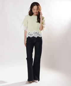 JUSGLITTY(ジャスグリッティー) |レースヘムTシャツニット