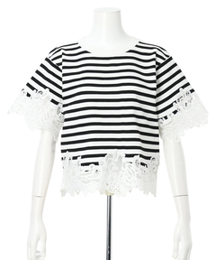 JUSGLITTY(ジャスグリッティー) |レースヘムTシャツニット