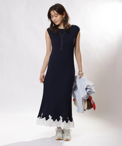 JUSGLITTY(ジャスグリッティー) |レースヘムニットワンピース