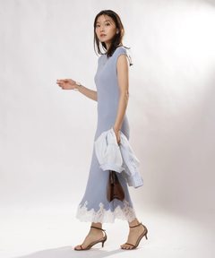 JUSGLITTY(ジャスグリッティー) |レースヘムニットワンピース