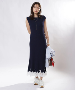 JUSGLITTY(ジャスグリッティー) |レースヘムニットワンピース