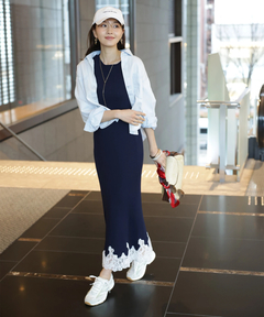 JUSGLITTY(ジャスグリッティー) |レースヘムニットワンピース