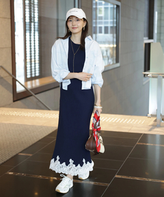 JUSGLITTY(ジャスグリッティー) |レースヘムニットワンピース