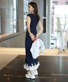 JUSGLITTY(ジャスグリッティー) |レースヘムニットワンピース