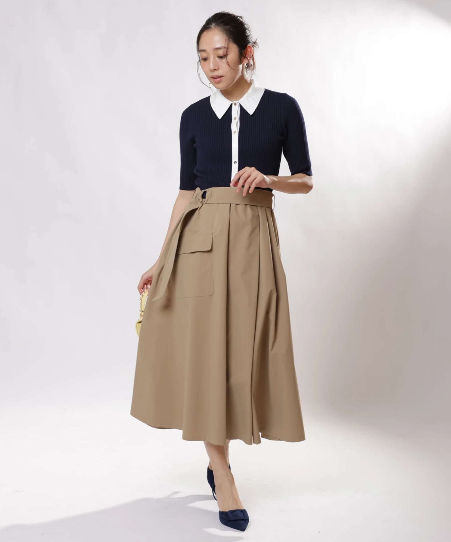 有楽町マルイ限定》配色衿ワークドッキングワンピース | ワンピース