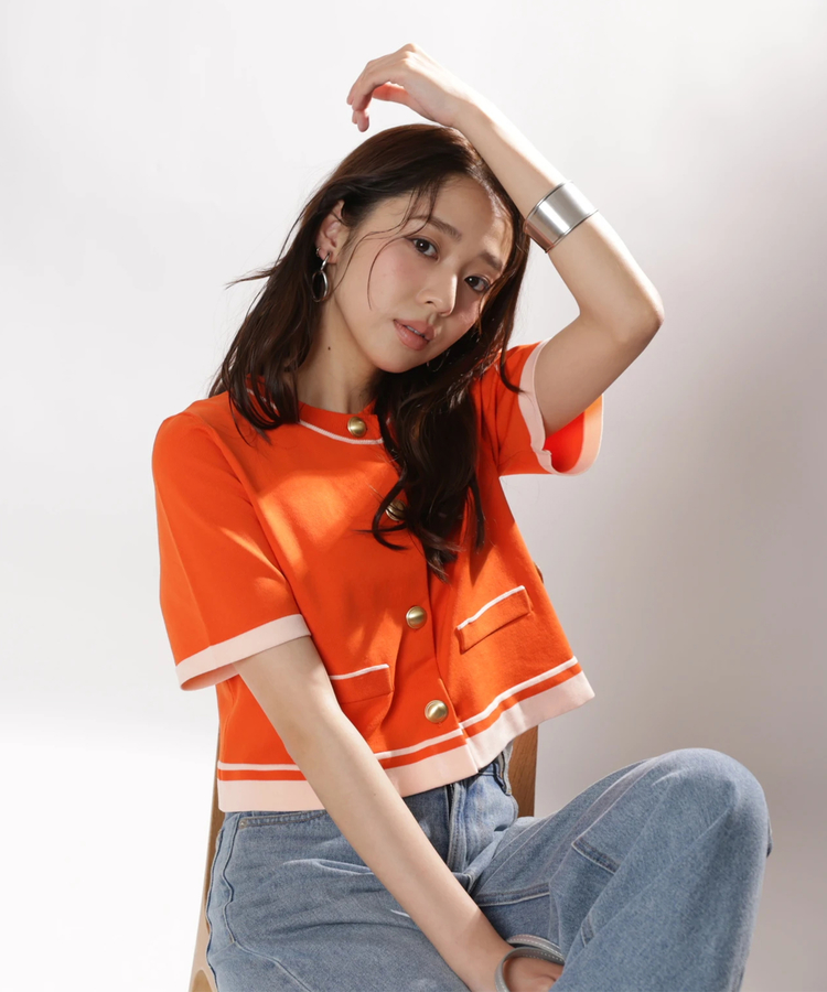 JUSGLITTY(ジャスグリッティー) |ラインジャケットライクカーデ