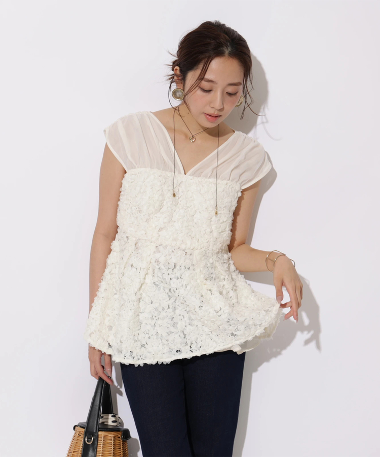 JUSGLITTY レースチュニックブラウス フラワーモチーフレースチュニック | シャツ・ブラウス | JUSGLITTY