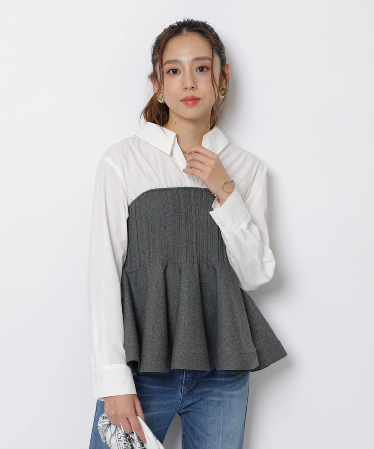美品　ジャスグリッティー　シャツレイヤードチュニック シャツレイヤードライクニット | ニット | JUSGLITTY（ジャス
