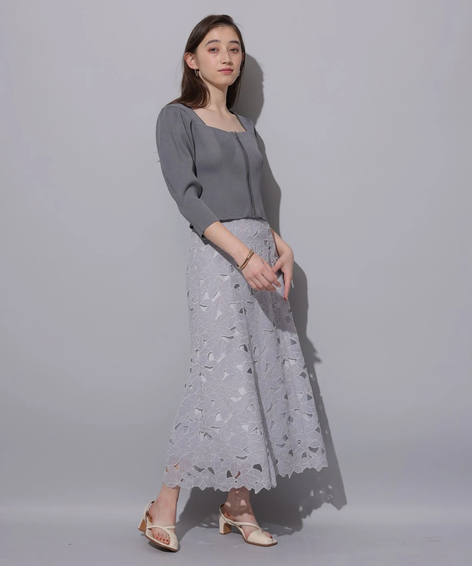 リランドチュールRirandture カットワーク刺繍スカート - ロングスカート