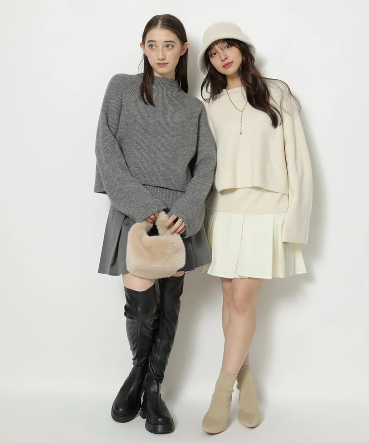 Rirandtureルミネ新宿店舗限定》クロップドニット×タックミニスカート  