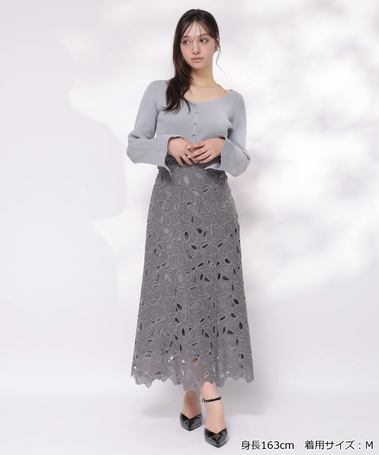 Apuweiser-riche カットワークティアードチュニック ブラウスレース くね 