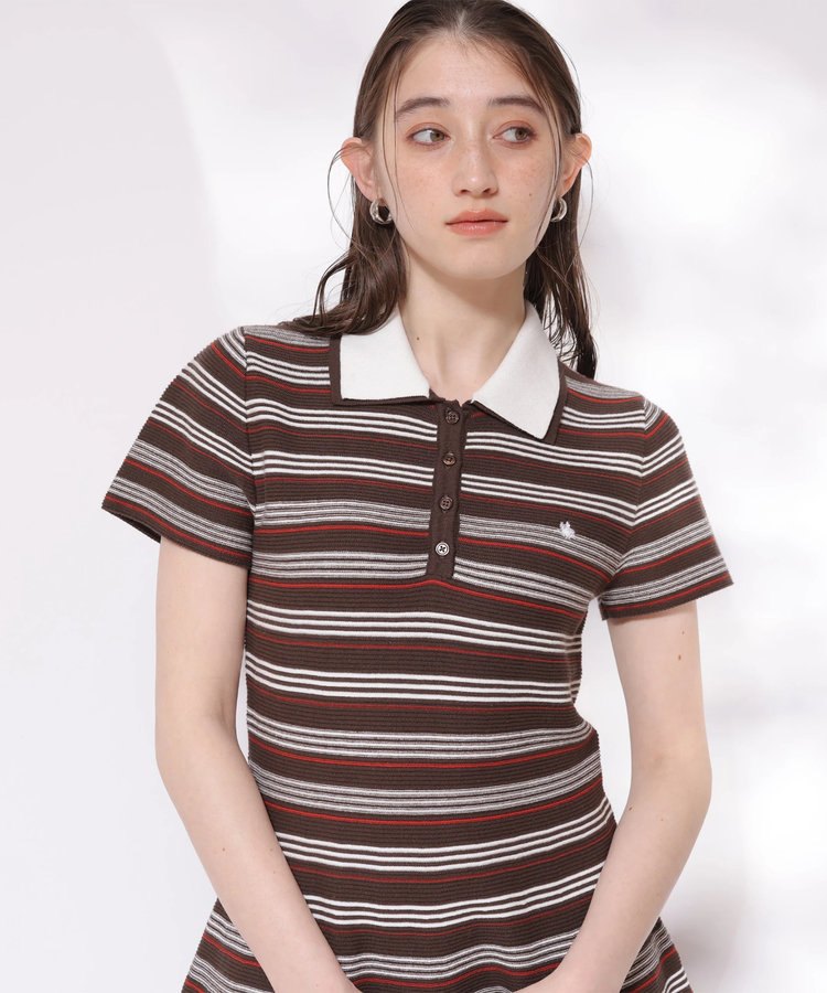 POLO BCSコラボ〉ダブルカラーポロニットワンピース