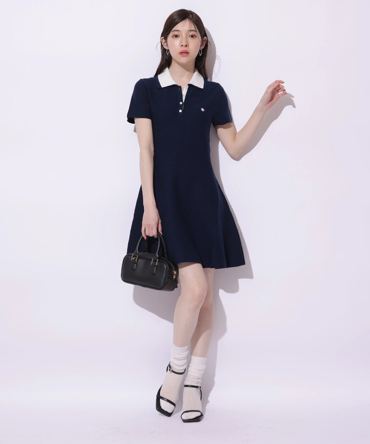 POLO BCSコラボ〉ダブルカラーポロニットワンピース