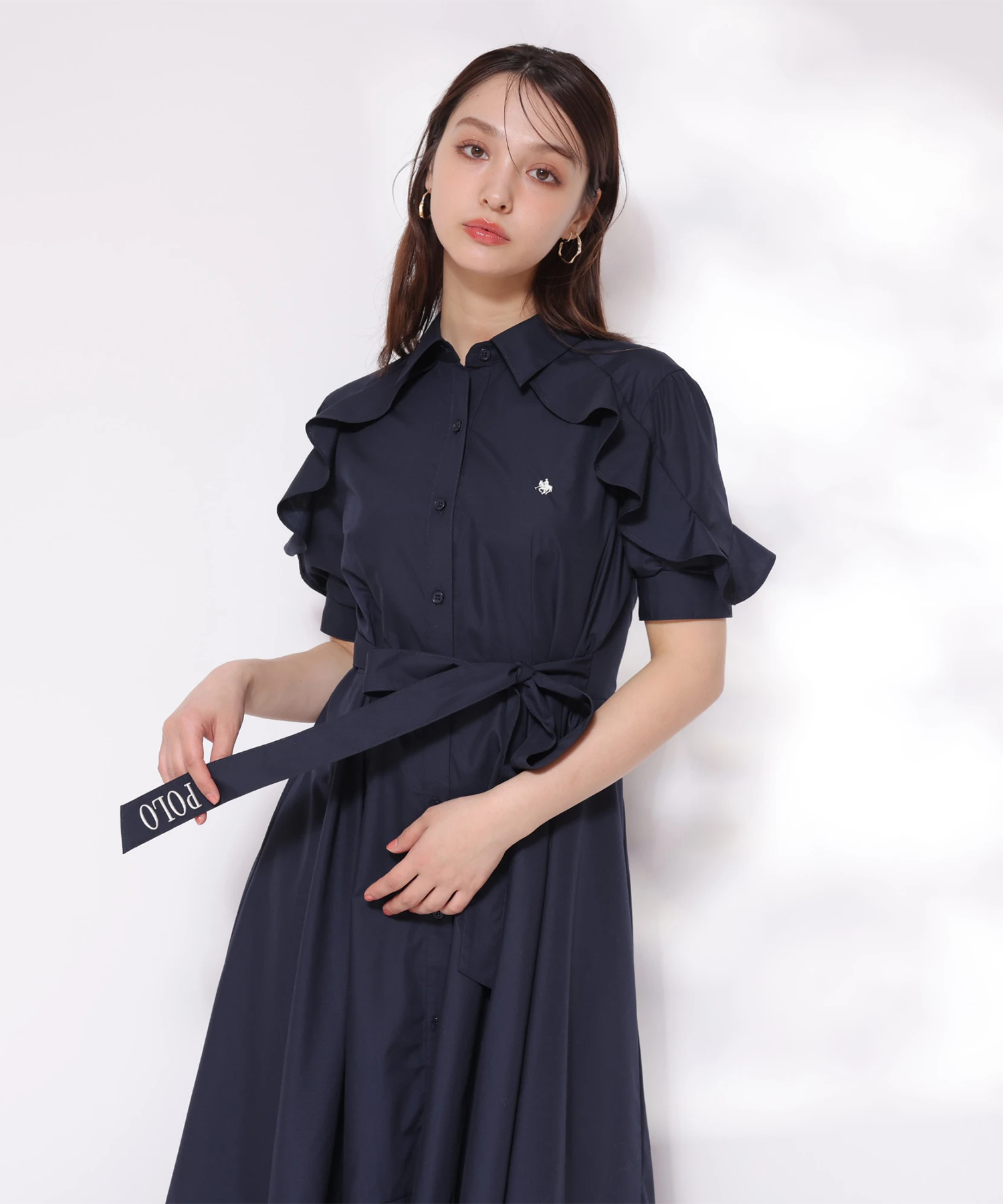 注目ショップ・ブランドのギフト POLO ワンピース | BCSコラボ〉フリルシャツワンピース ワンピース