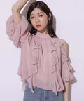 フリル付きホワイトTシャツ　リランドチュール　rirandture アルページュ フリル付きホワイトTシャツ リランドチュール rirandture