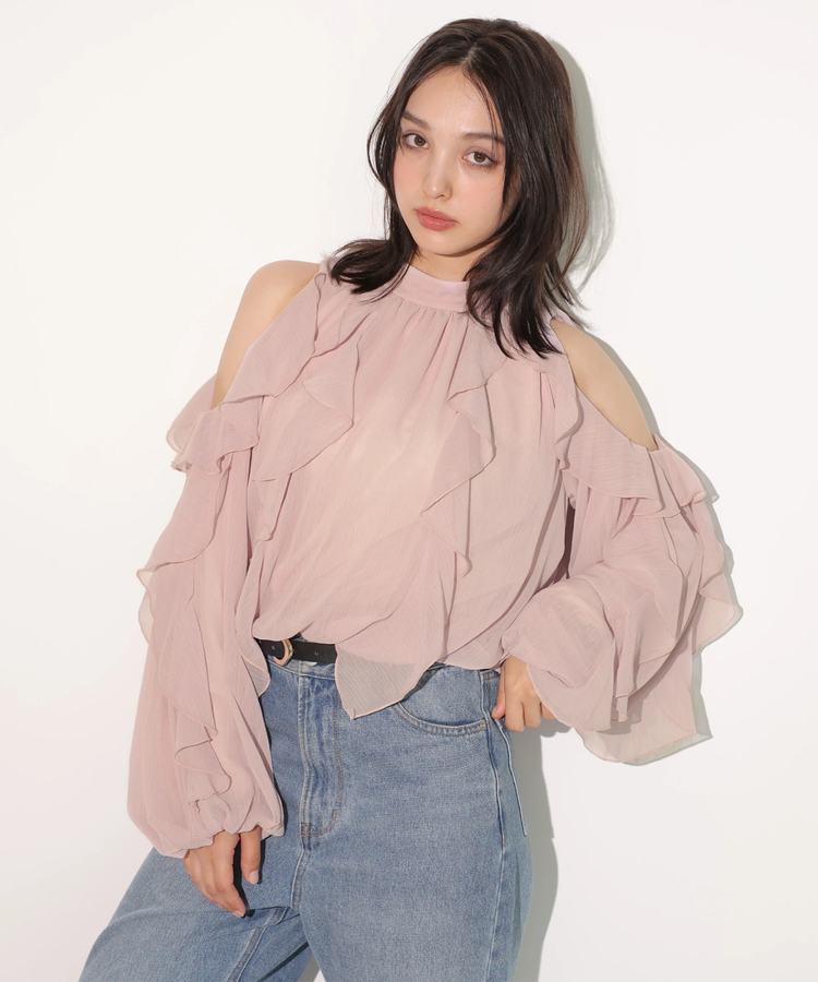 WEB LIMITED]オフショルフリルシアーブラウス | シャツ