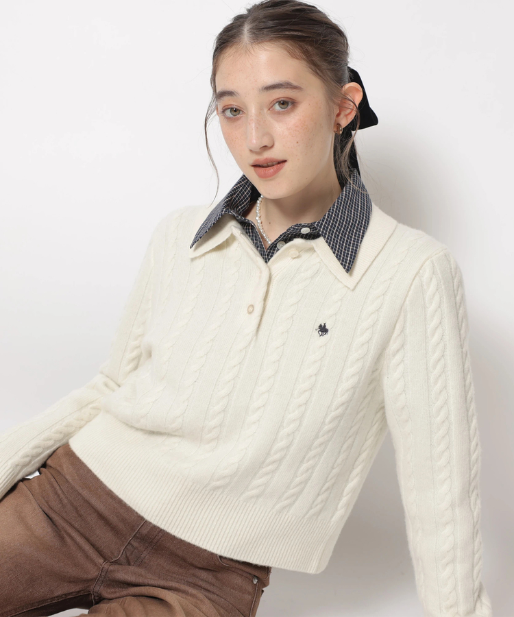 Arpege story 〈POLO BCSコラボ〉ケーブルポロニット POLO BCSコラボ〉ウールカシミヤケーブルポロニット | ニット