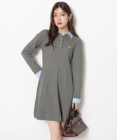 POLO BCSコラボ〉シャツレイヤードケーブルニットミニワンピ