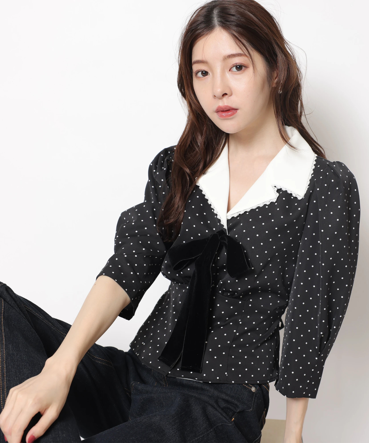 Rirandture ベロア刺繍ペプラムブラウス 店舗限定カラー スタッフ