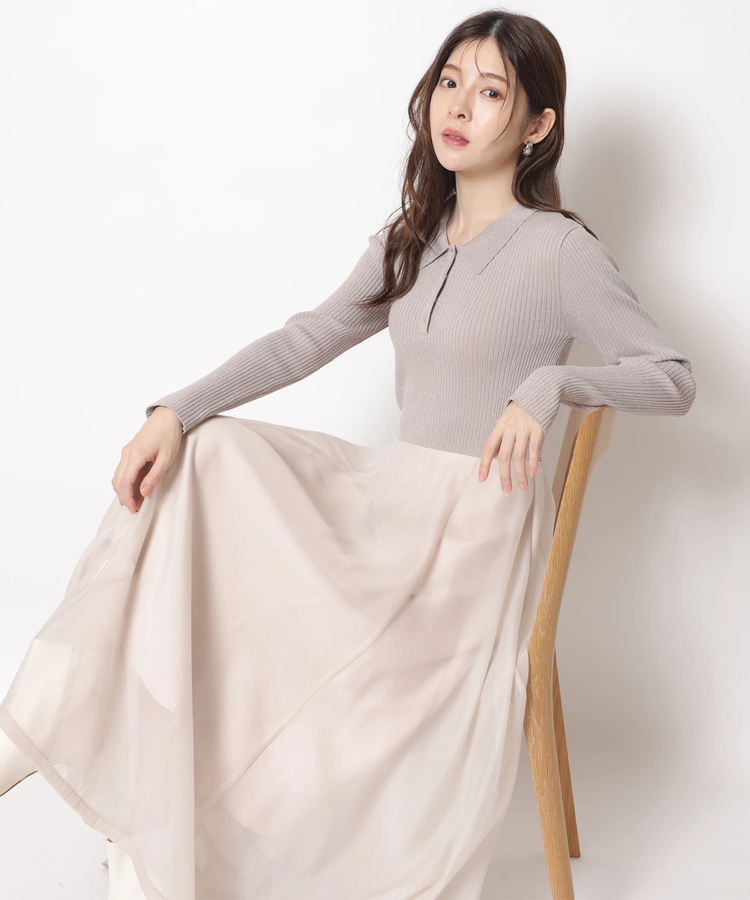 長袖ポロカラードッキングワンピース | ワンピース | Rirandture（リ  