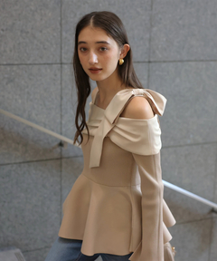 Rirandture(リランドチュール) |オフショルリボンドッキングニット