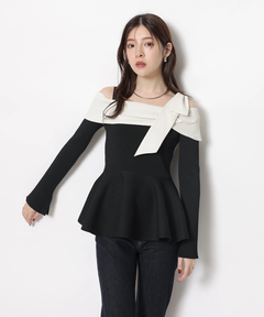 Rirandture(リランドチュール) |オフショルリボンドッキングニット