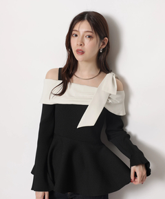 Rirandture(リランドチュール) |オフショルリボンドッキングニット