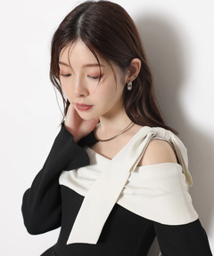 Rirandture(リランドチュール) |オフショルリボンドッキングニット