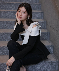 Rirandture(リランドチュール) |オフショルリボンドッキングニット