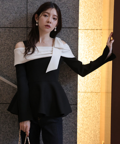 Rirandture(リランドチュール) |オフショルリボンドッキングニット