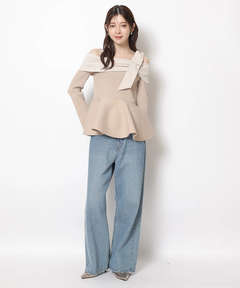 Rirandture(リランドチュール) |オフショルリボンドッキングニット