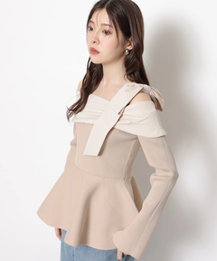 Rirandture(リランドチュール) |オフショルリボンドッキングニット