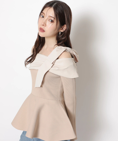 Rirandture(リランドチュール) |オフショルリボンドッキングニット