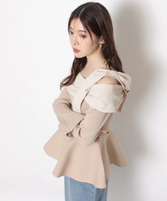 Rirandture(リランドチュール) |オフショルリボンドッキングニット