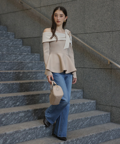 Rirandture(リランドチュール) |オフショルリボンドッキングニット