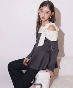 Rirandture(リランドチュール) |[WEB LIMITED]オフショルリボンドッキングニット