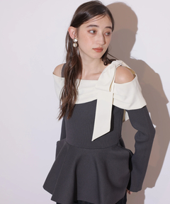 Rirandture(リランドチュール) |[WEB LIMITED]オフショルリボンドッキングニット